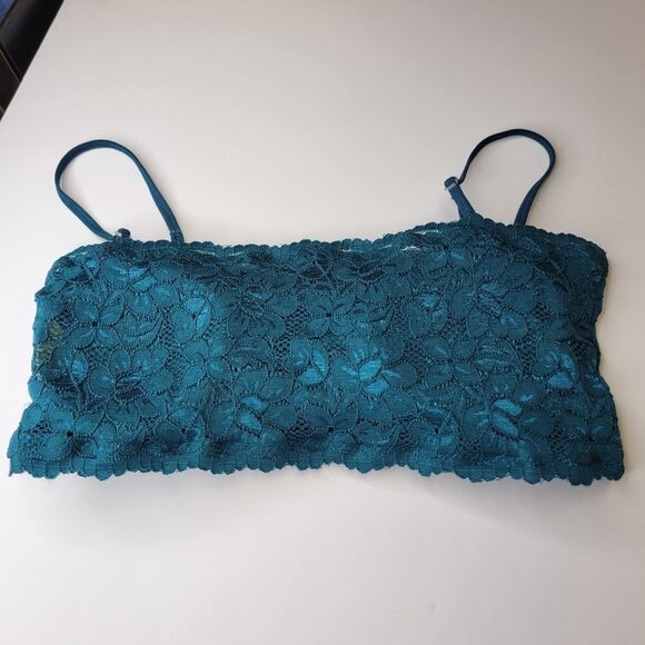 Sexy Blue Bralette Crop Top Lace Bandeau Adjustable Straps Removable Pads - NEW - Picture 8 of 12